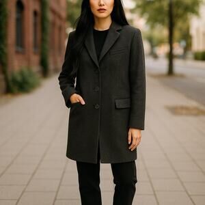 Harris Wharf  London Women’s Wool Grey Overcoat Small Business Casual Dressy